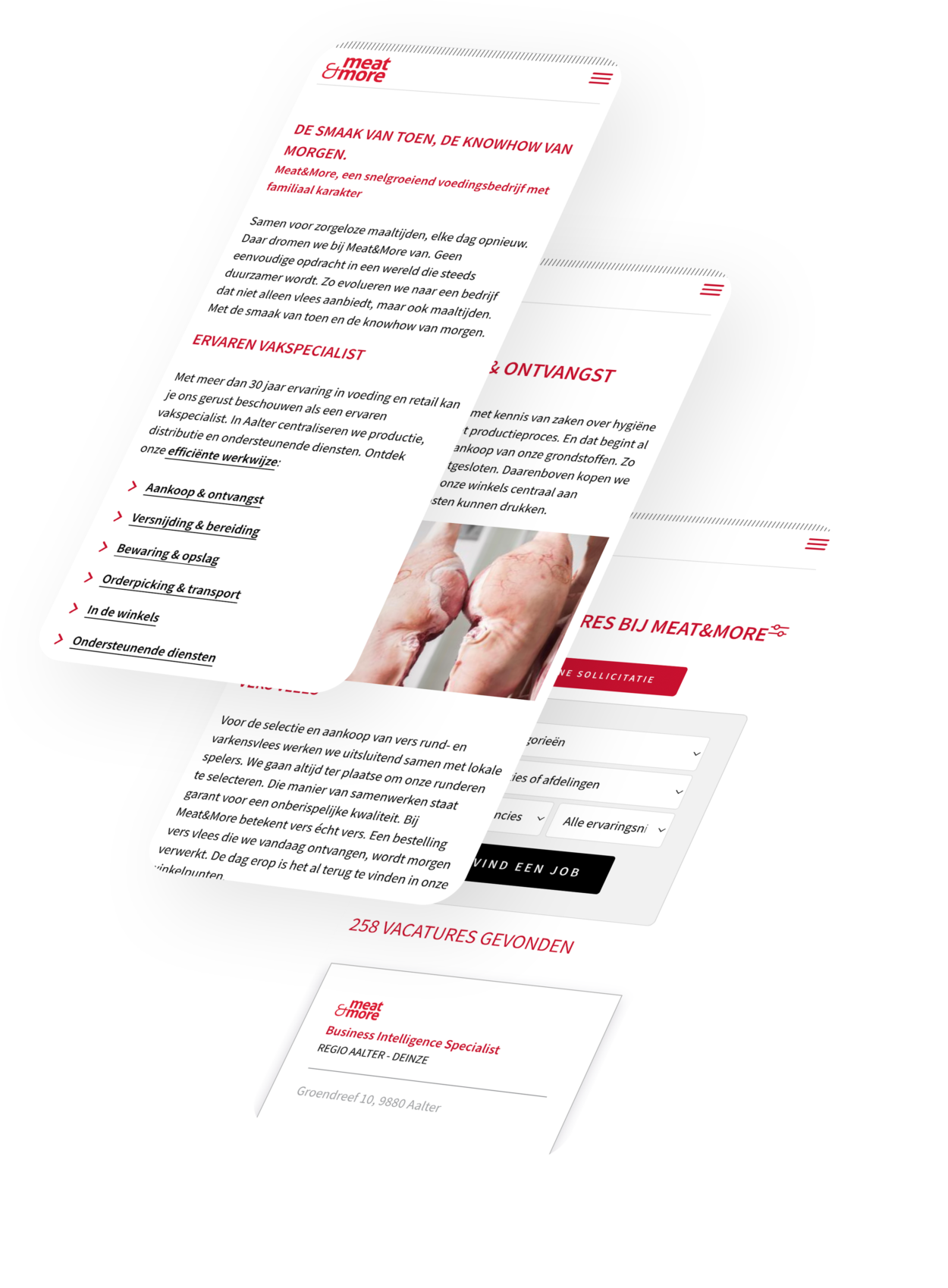 Homepage Meat&More op een mobile