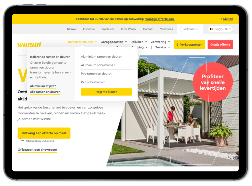 Opengevouwen navigatie