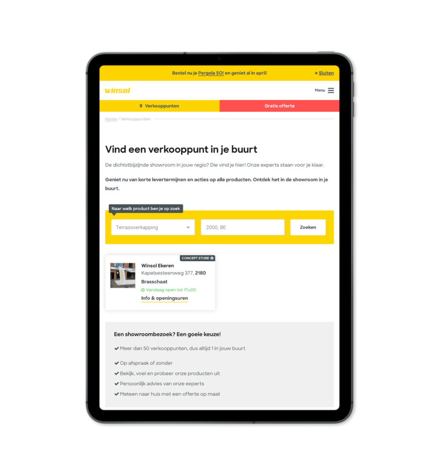 Verkooppunten weergave op een kaart